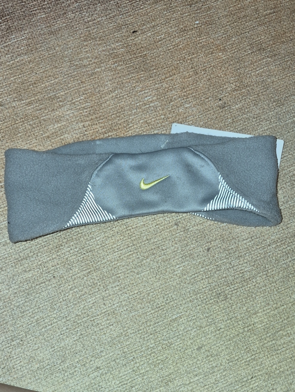 Nike Gray Headband with Yellow Swoosh